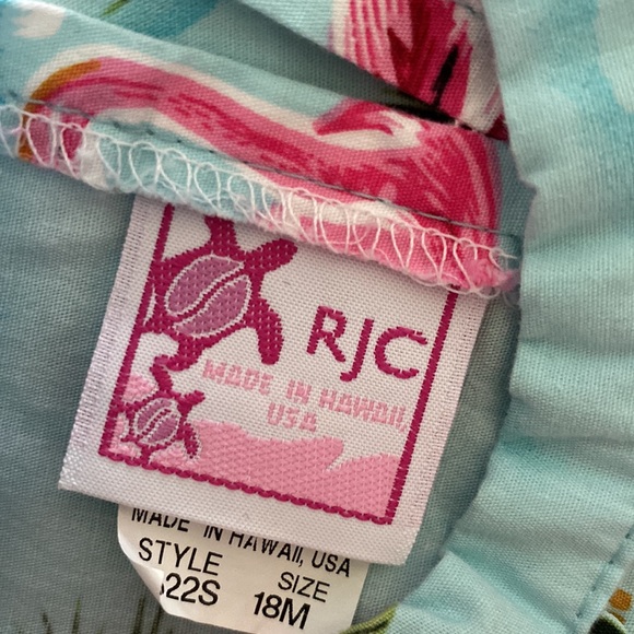 RJC Baby Girls Pink Flamingo Hibiscus Halter 2pc set - matching panty 18M - Picture 6 of 7